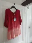 RXB RED PINK OMBRE BOHO TOP MEDIUM