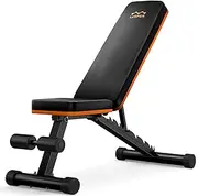 Lusper Adjustable Weight Bench Foldable, Extended head and neck protection, 3 Sec Fast Folding Workout Bench