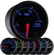 GlowShift 52mm Black 7 Color LED Adjustable Fuel Level Gauge - GS-C715