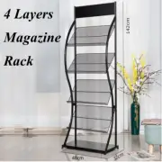 4 Layer Magazine Newspaper Rack Interval Archive Metal Mesh File Storage Holder