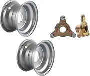 YC Yier 2 Pack 6 inch Wheel Rim 3 Stud with 23T Rear Axle Hubs Fits ATV Quad Buggy Go Kart Mini Bike Ride on Mower Tire 145/70-6 (Silver)