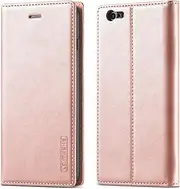QLTYPRI Case for iPhone SE 2022 5G/iPhone SE 2020/iPhone 8/iPhone 7, Vintage Matte Mobile Phone Case with Card Slot, Money Slot Stand, PU Leather Flip Protective Case for iPhone 7/8/SE 2/SE 3 - Rose