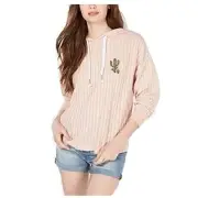 Rebellious One Womens Juniors S Light Pink Cactus Hooded Sweatshirt NWT CC60