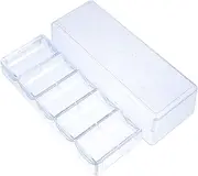 LABRIMP 5 Grid Plastic Compartment Storage Container,Chip Box Clear Container Clear Organizer Box for Washi Tapes, Craft, Beads, Jewelry, Small Parts
