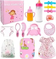 Baby Doll Accessories - Baby Doll Feeding and Care Set with Bottles Doll Nappy and Changing Mat, Doll Accessories Doll Clothes Fits 14-16 Inch 18 Inch and 43 cm Doll for Girls Gift