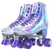 Roller Skates for Women, Holographic High Top Classic Rollerskates, Shiny Dou...