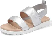 [shoeslocker] Girls Sandals Summer Shoes Open Toe Elastic Back Strap Sandals Flat for Little Kids Big Kids