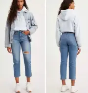 NWT $98 Anthropologie Levi’s Wedgie Straight Jeans Distressed Size 28