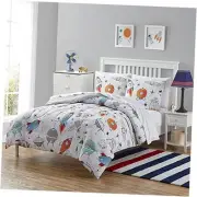 Kids Bedding Set Bed in a Bag for Boys and Girls Twin 1 Floating in Space