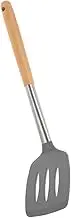 Amosfun Silicone Slotted Turner Spatula Food-Grade Non-Stick Kitchen Utensil Wooden Handle Heat Resistant for Home Cooking and Frying Easy to Clean and Store