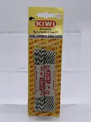 Vtg KIWI Flat Gym Sports Shoe Laces Green & White Beaded Tip 27 inch USA Retro