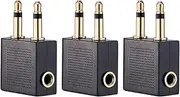 3X Quality Airline Headphone Socket Adapter 3.5mm Gold Plated