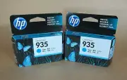 [1160*] 2x (TWO) HP 935 (C2P20AA) CYAN INKS ( RRP $60 )