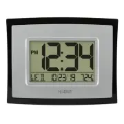 WT-8002U Digital Wall Clock, Silver, Black