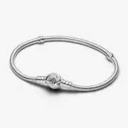 New Genuine Pandora Rose in Bloom Clasp Snake Chain Bracelet 593211C00-19cm