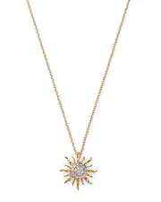 Diamond Sun Pendant Necklace in 14K Yellow Gold, .10 ct. t. w.