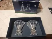 Set Of Two Cristal D’arques EVENTAIL Candle Holders 5 3/4 with Box Lead Crystal
