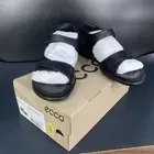Ecco Wave Black Leather Strap Sandal Hook& Loop Adjustable Women’s 41 US 10-10.5
