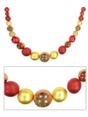 Red & Gold With Glitter Detailing Large Bauble Swag Display Decoration - 1.8m