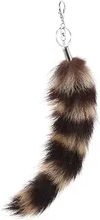 [MOBUTOFU] American Raccoon Tail Pendant Fashion Keychain Faux Fur Tail Charm for Women