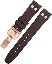 [KAVJU] 20mm Nature Fluororubber FKM Rubber With Rivet Watchband For IWC Strap Big Pilot Mark Portugieser Soft Wristband