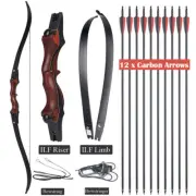 TOPARCHERY 58" Archery ILF Bow Recurve Bow Longbow & 12 Arrow for Hunitng Target