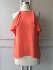 witchery : petal frill sleeveless top orange size: 6.16 -NEW- $119 XS.XL