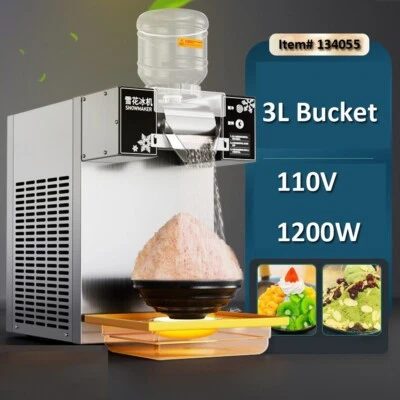 Commercial Snowflake Ice Machie 2 Buckets Snow Cone Air Cooling Ice Shaver 3L