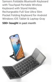 Foldable Bluetooth Keyboard with Touchpad Portable Wireless Keyboard with Sta...