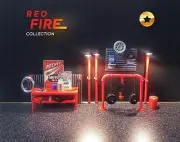 Red Fire. Collection of garage furniture. Scale 1:18. Auto service furniture.
