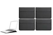 4Pcs PU Leather Sleeve Case Pouch Laptop Bag With Stand For Macbook 11 13 15 Inches-Black