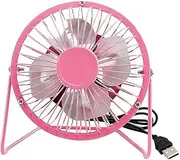 Sokelinn-six 4 Inch Small Usb Desk Fan, Metal Mini Quiet Personal Cooling Fan for Home Office Car Travel (Pink)