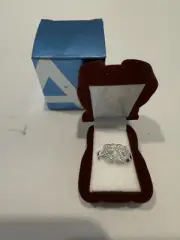 Vtg 2004 Avon Small Sterling Silver Linked Hearts Ring New in Teddy Gift Box