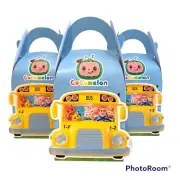 6x Cocomelon Bus Lolly Loot Bag Box. Bunting Banner Cake Cupcake YouTube Cupcake