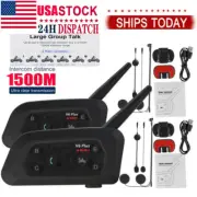 2PCS V6 Pro Motorcycle Helmet Intercom Bluetooth Wireless Headset 6 Riders 1500m