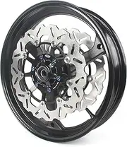 Gloss Black Front Wheel Rim and Brake Discs Rotors Compatible with Honda CBR600RR 2007-2015, Motorcycle Replacement Accessories Parts