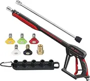 Tool Daily Pressure Washer Gun with Replacement Extension Wand, M22 14mm/15mm Fitting, 5 Power Washer Nozzle Tips with Holder, 4000PSI, 44 Inch