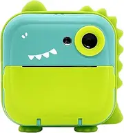 Instant Print Camera 2400W High-Clear Digital Camera with 2.4" Screen Cartoon INKL Thermal Printer with Dual Lens for Girls Boys Green