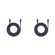 2x Microdia ExeCable Tweed PD60W USB-C to 8-Pin Charging Cable Cord 1.3m Navy