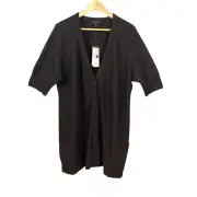 Eileen Fisher Long Lean Cardigan Sweater Size XL Chocolate Brown New
