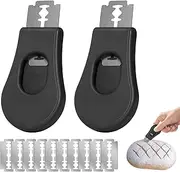 Bread Lame, 2 Pcs Bread Knife, Professional sourdough Scoring Knife, Extractable Bread Lame Dough Scoring Tool for Sourdough Bread Making Tools (10 Pcs Replacement Blade)