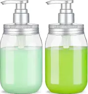 (450ML X 2) Dispenser Bottle with Pump Soap Dispenser/Refillable Pump Bottles Lotion and Soap Dispensers