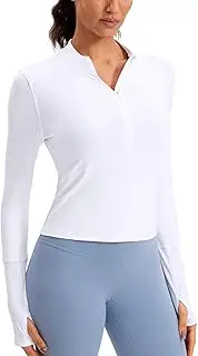 [CRZ YOGA] Women's Half-Zip Long Sleeve Crop Top Workout Cropped Shirts Athletic Pullover Running Shirt