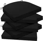 Wellsin Outdoor Chair Cushions for Patio Furniture - Patio Chair Cushions Set of 6 - Water Resistant Round Corner Outdoor Seat Cushions 17"X16"X2", Black