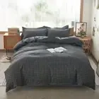 Plaid Black White Bedding Sets Linen Duvet Cover Pillowcase Flat Sheet Twin King