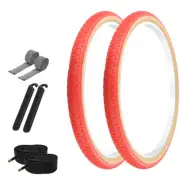 PRO+ Bicycle Tire 26"x1.75" Comp III Red/Gum P-104A (2) Tires,Tube,Lever Strip