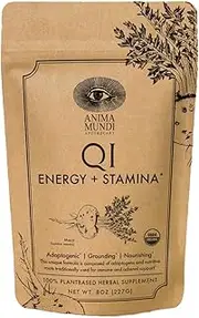 Anima Mundi Qi Energy + Protein Superfood Powder - Adaptogenic Adrenal Support Supplement Powder with Ashwagandha and Slippery Elm - Mood and Energy Support Supplement and Protein Powder (8oz / 227g)