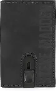 [Steve Madden] Men's Minimalist Holder Pop Up Card Wallet & ID Window, Black, 2.5 x .5 x 4, Black, 2.5 x .5 x 4, Minimalist Wallet for Men Card Holder Pop Up Card Wallet & Id Window