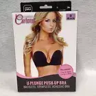 Hollywood Curve U Plunge Push Up Adhesive Bra Black B Backless Cleavage Lingerie