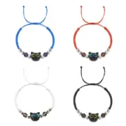 Harajuku Black Cat Bracelet for Women Men Funny Cartoon Animal Braided Bangle